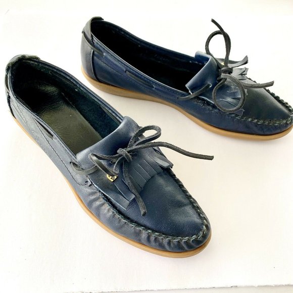 Etienne Aigner Navy Blue Loafers Slip On Flats Rubber Sole Comfort Shoes Women 6 - Picture 2 of 8